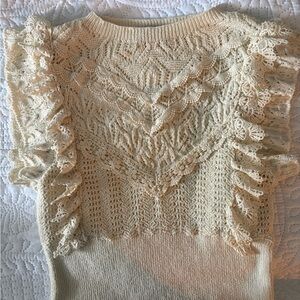 Zara Pointelle Sweater Tank Ruffle